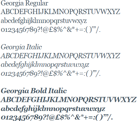 Secondary typefaces